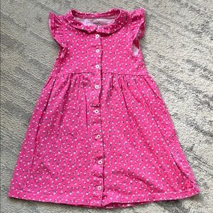 Carter's Bright Pink Floral Button-Front Girl's Dress